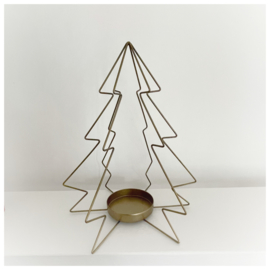 Waxinelichthouder Kerstboom goud 30cm.
