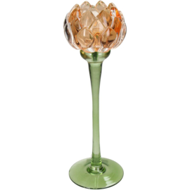 Candle holder glass flower | orange