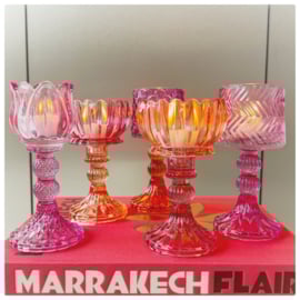 Waxinelichthouder | Bloem oranje - roze