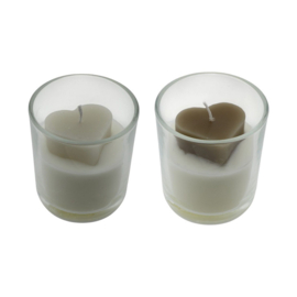 Kaars in glas Hart | Taupe (per stuk)