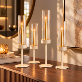 Windlicht kandelaar Sofie  beige set van 2