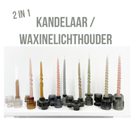 2-in-1 kandelaar Ø6,5x8cm bruin