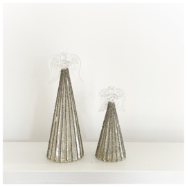 Kerstengel van glas met verlichting 24cm.