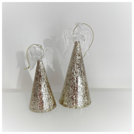 Kersthanger engel met gouden glitter rok 14cm.