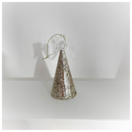 Kersthanger engel met gouden glitter rok 14cm.