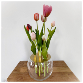 Tulpenvaas met bos tulpen hoog