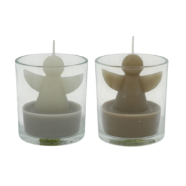 Kaars in glas Engeltje | Taupe (per stuk)