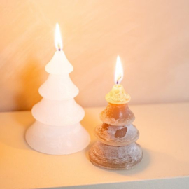 Kerstboom kaars Layer tree taupe 10,5cm.