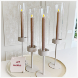 Led set |  2 beige led kaarsen + oplaadstation + ab