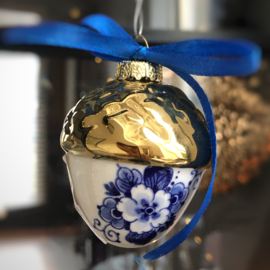 Kersthanger Noot met gouden dopje
