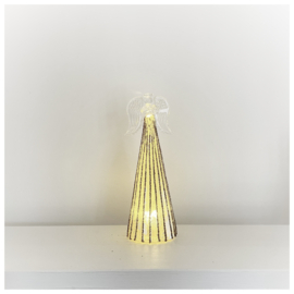 Kerstengel van glas met verlichting 24cm.