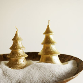 Kerstboom kaars Layer tree goud 10,5cm