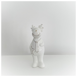 Rendier staand wit met goud 12,5cm.
