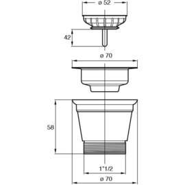 Keuken afvoer plug zonder overloop hoog 6/4