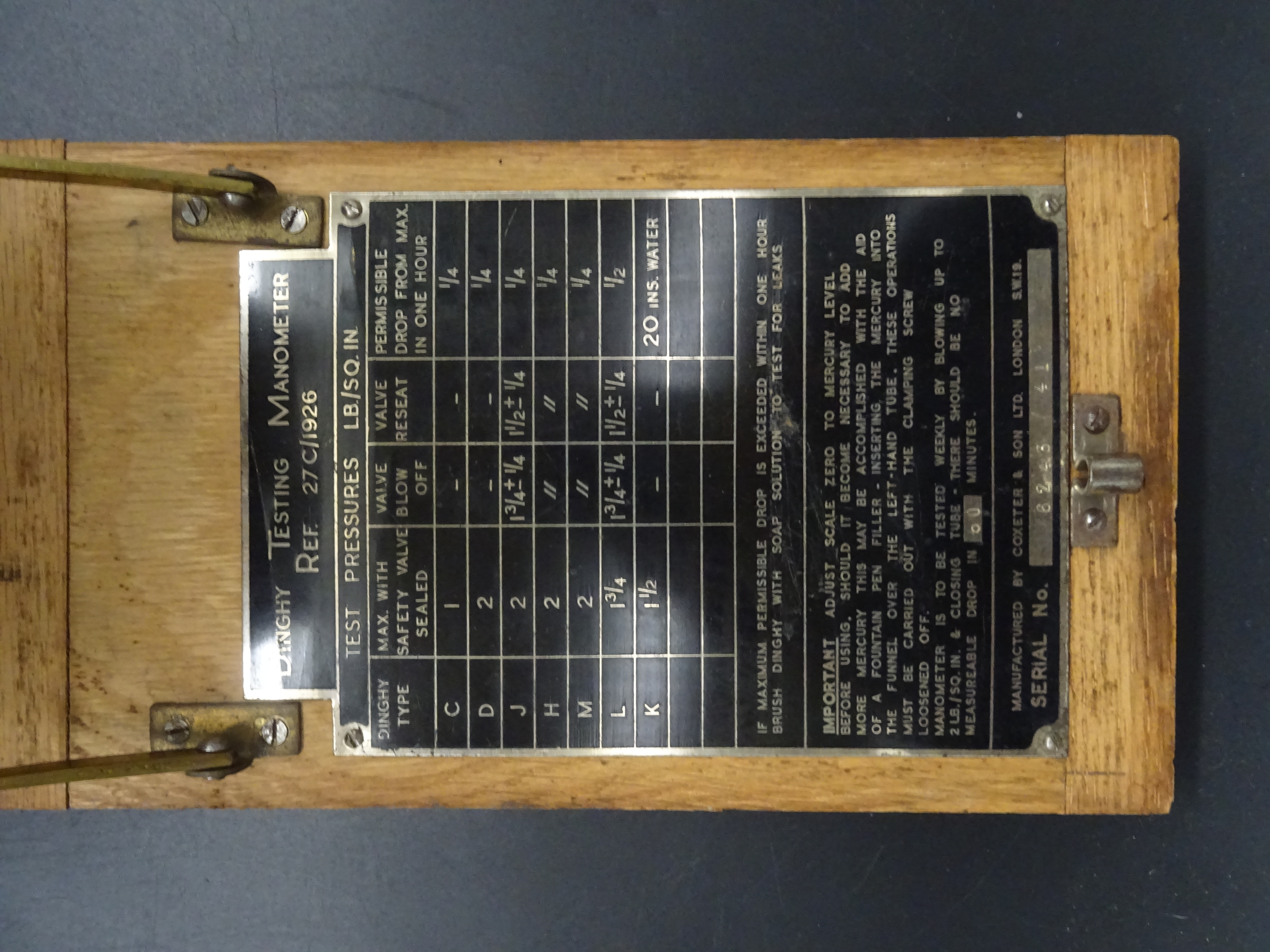 RAF Survival Dinghy Manometer ww2