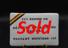Porcelain Belgian deported grave plate WW2