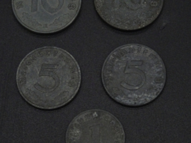 German Reichspfennig set of 5 coins (2)