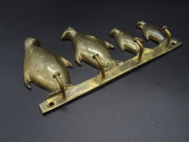 Brass penguin family key holder
