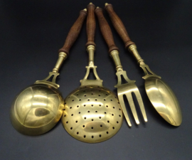 Set of brass kitchen utensils