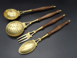 Set of brass kitchen utensils