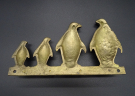 Brass penguin family key holder