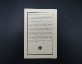 German WW2 death notice Obergefreiter Infanterie Regiment, Belgian East Cantons