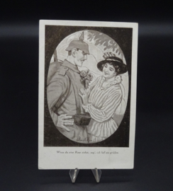 German postcard 'Wenn du eine Rose siehst...'