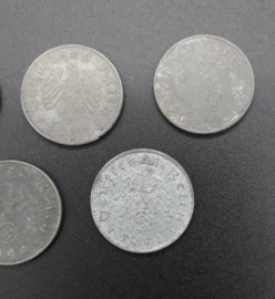 5 German 10 pfennig coins