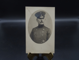German postcard officer with Iron Cross ribbon and Iron Cross 1st Class