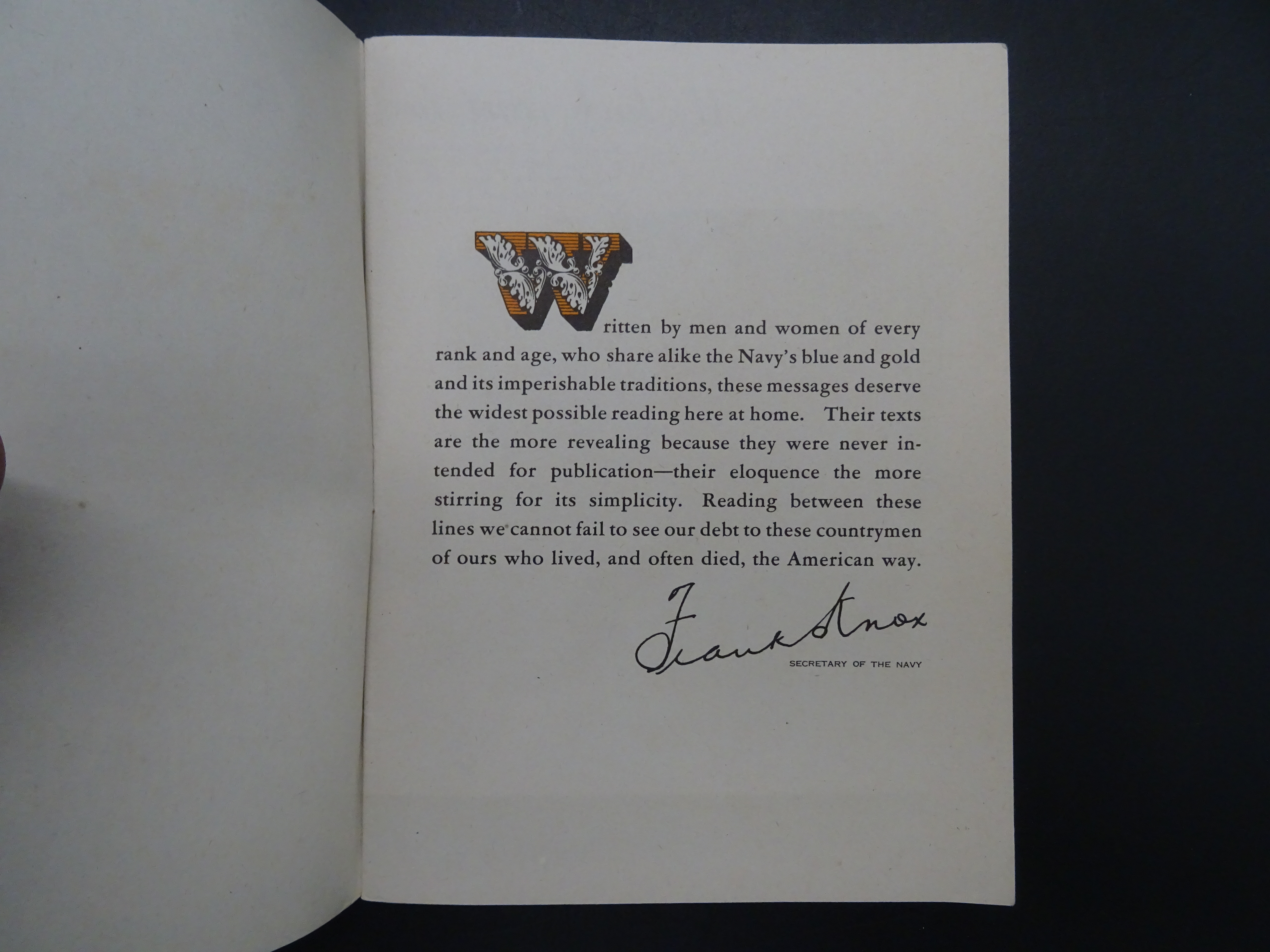US Navy booklet 'Lest we forget' 1943