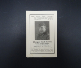 German WW2 death notice Obergefreiter Infanterie Regiment, Belgian East Cantons