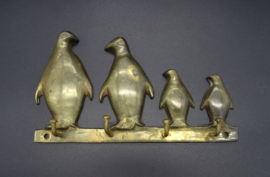 Brass penguin family key holder