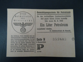 Berechtigungsschein für Petroleum WW2