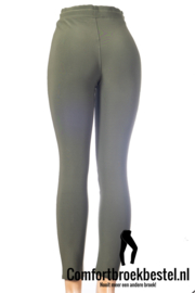 Comfortbroek olijf groen touw rits