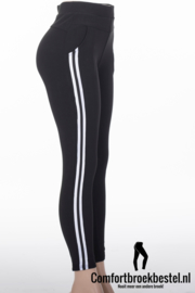 Comfortbroek gestreept zwart sport