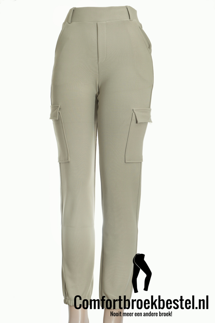 comfortbroek cargo licht kaki