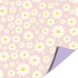 Cadeaupapier roze bloemen/lila
