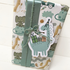 Cadeaulabel ‘Dino’ blauw