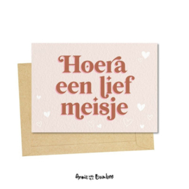 Kaart ‘Hoera een lief meisje’