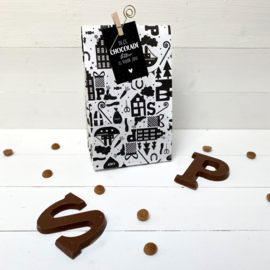Blokbodemzak Sinterklaasprint zwart/wit
