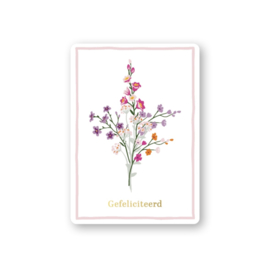 Minikaartje ‘Gefeliciteerd’ bloemen