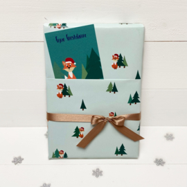 Cadeaupapier kerst vosjes