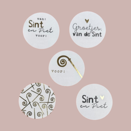 Sticker - Sint asorti wit/goud (5st)