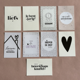Cadeausetje met kaarsje (groen/roze) en kaartje naar keuze