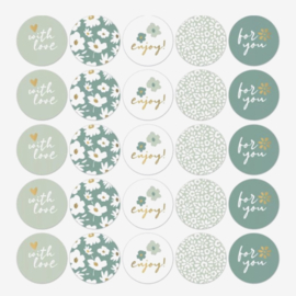 Sticker - Bloemen groen (5st)