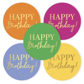 Sticker - Happy Birthday! - 5 kleuren (5st)