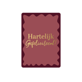 Minikaartje ‘Hartelijk gefeliciteerd!’ Burgundy