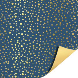 Cadeaupapier dots donkerblauw/goud