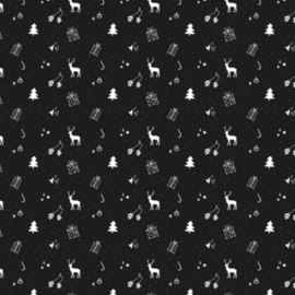 Cadeaupapier kerstpatroon zwart