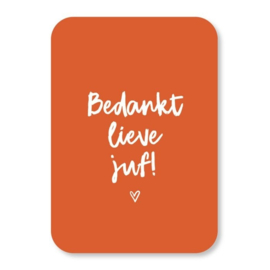 Minikaartje ‘Bedankt lieve juf’